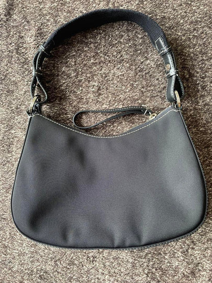 GIVENCHY Accessory Pouch Shoulder Bag Purse Nylon Leather Black Authentic