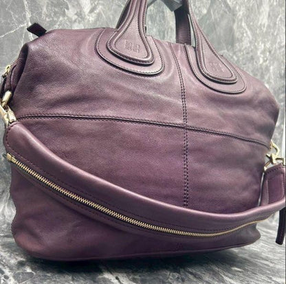 GIVENCHY Hand Shoulder Bag Tote Purse 2way Nightingale 4G Purple Authentic