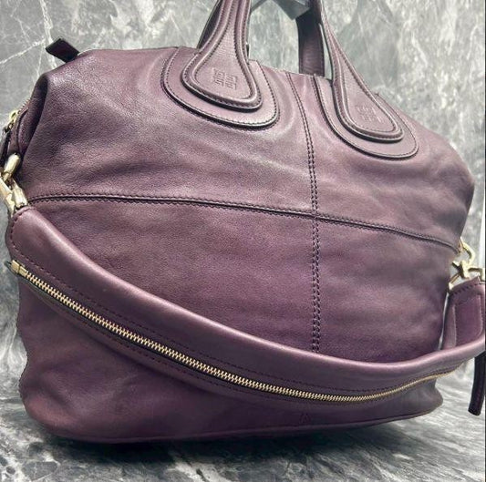 GIVENCHY Hand Shoulder Bag Tote Purse 2way Nightingale 4G Purple Authentic
