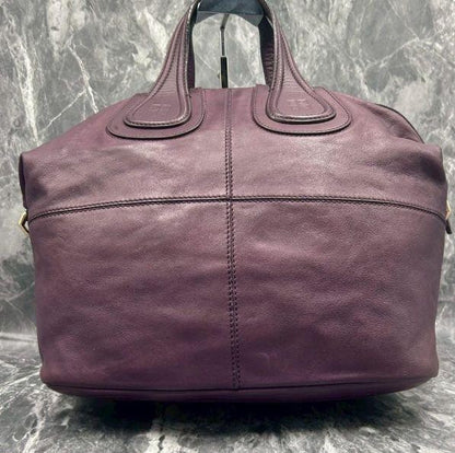 GIVENCHY Hand Shoulder Bag Tote Purse 2way Nightingale 4G Purple Authentic
