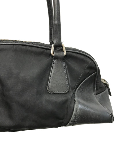PRADA handbag bucket bag handbag logo nylon leather black authentic