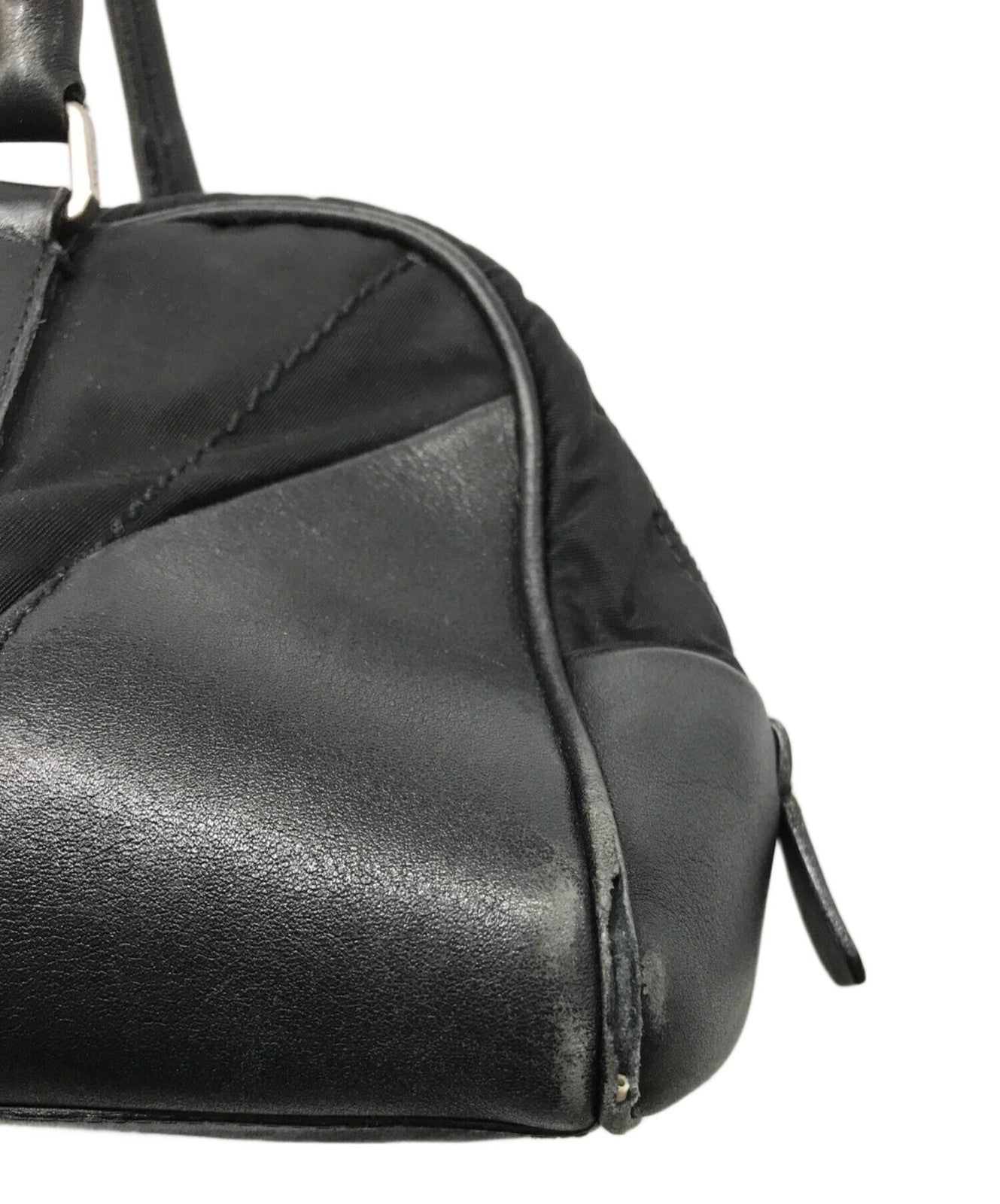PRADA handbag bucket bag handbag logo nylon leather black authentic