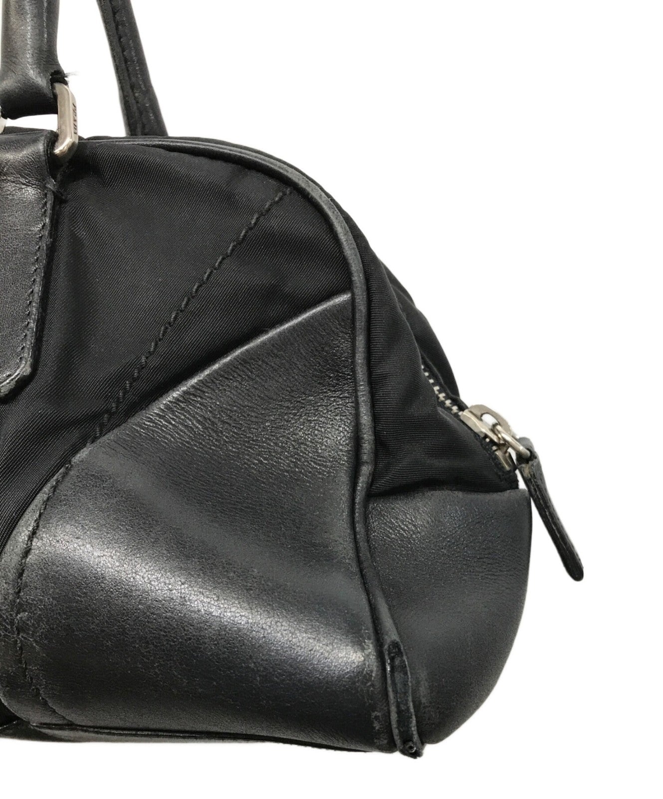 PRADA handbag bucket bag handbag logo nylon leather black authentic