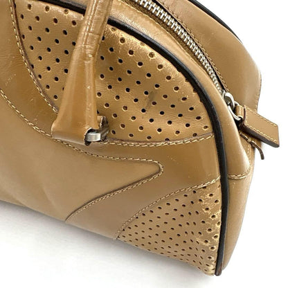 PRADA handbag, tote bag, mini Boston bag, authentic brown leather