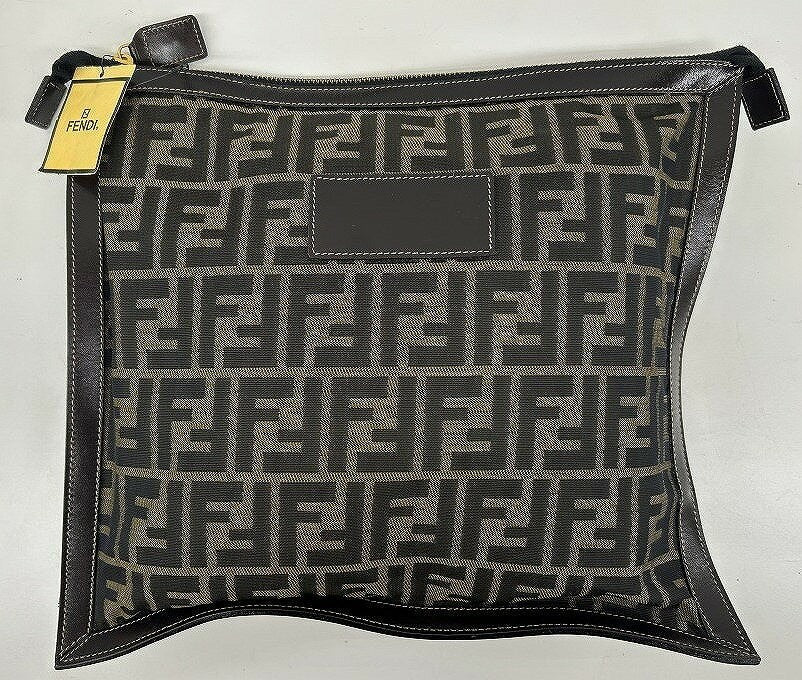 Authentic FENDI Second Hand FF Zucca Brown Clutch Bag