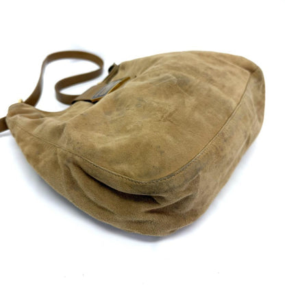 FENDI FF Suede Wallet Shoulder Bag Authentic Beige