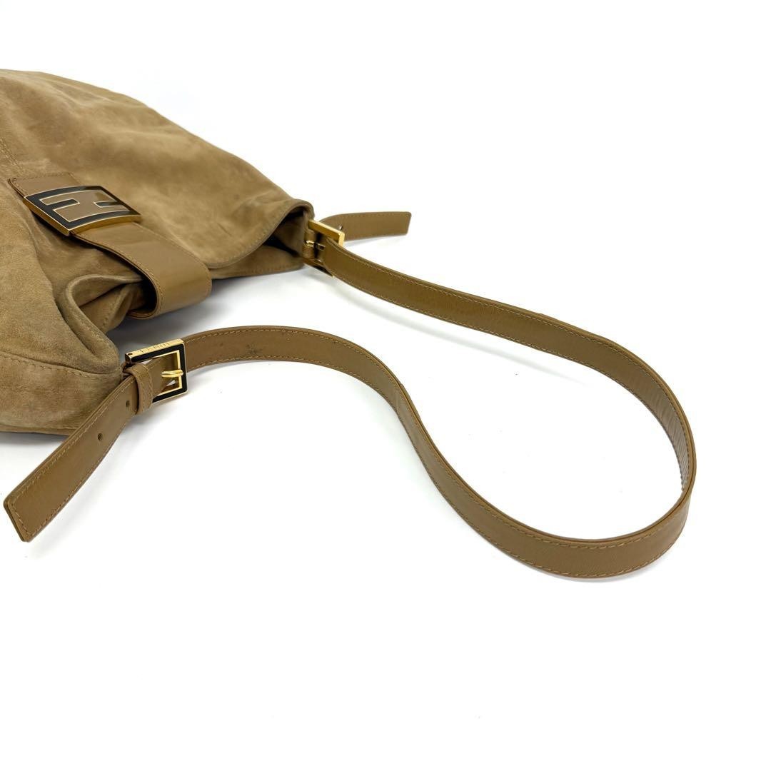 FENDI FF Suede Wallet Shoulder Bag Authentic Beige