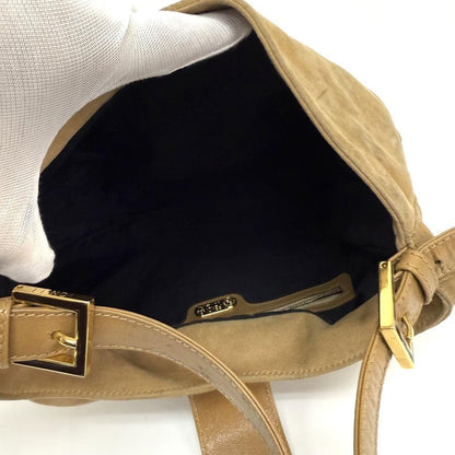 FENDI FF Suede Wallet Shoulder Bag Authentic Beige