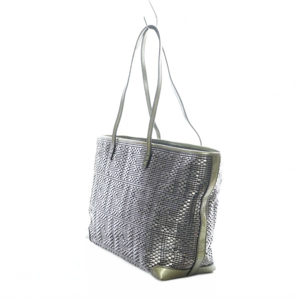 FENDI Handbag Wallet FF Zucca Leather Silver Genuine