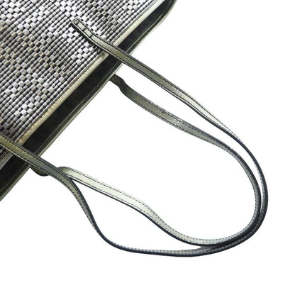 FENDI Handbag Wallet FF Zucca Leather Silver Genuine