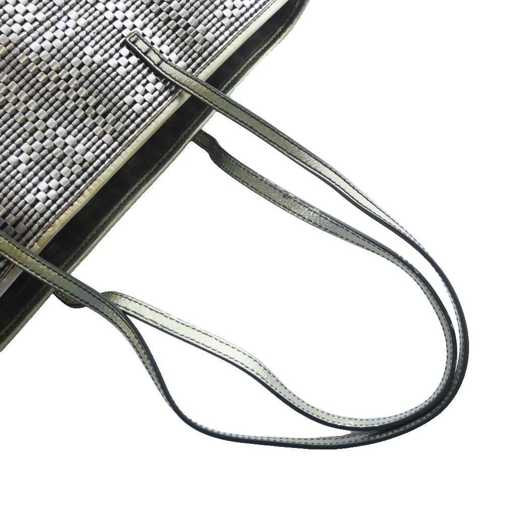 FENDI Handbag Wallet FF Zucca Leather Silver Genuine