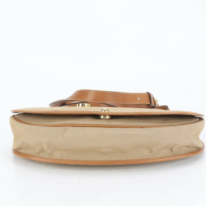 Christian Dior Shoulder Bag Purse Leather Canvas Brown Authentic