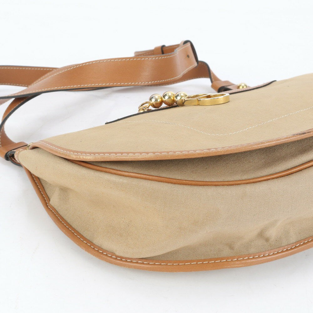 Christian Dior Shoulder Bag Purse Leather Canvas Brown Authentic
