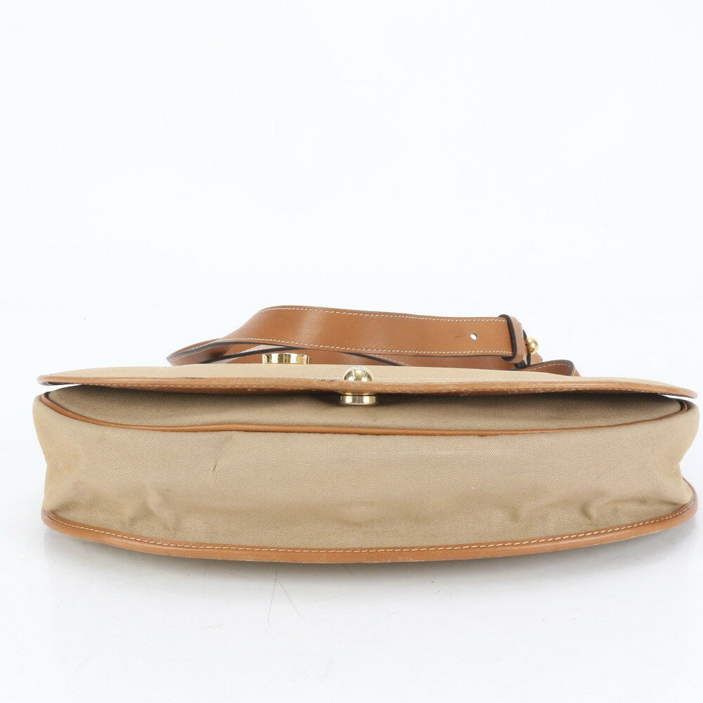 Christian Dior Shoulder Bag Purse Leather Canvas Brown Authentic