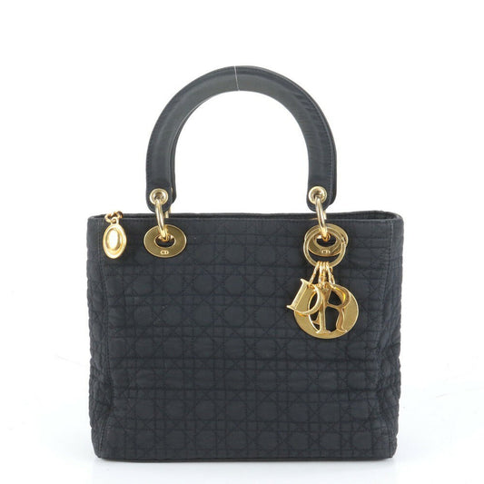 Christian Dior Hand Bag Tote Purse Cannage Black Authentic
