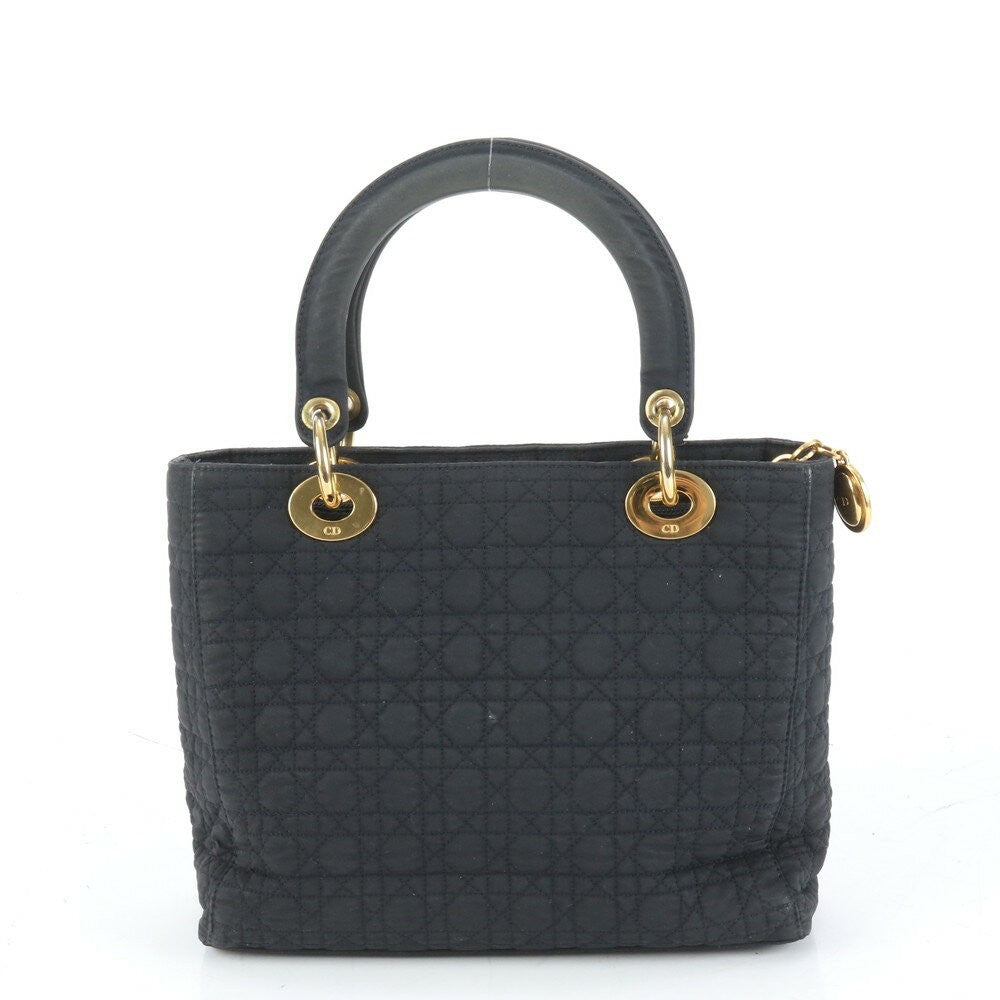 Christian Dior Hand Bag Tote Purse Cannage Black Authentic