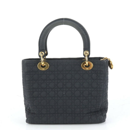 Christian Dior Hand Bag Tote Purse Cannage Black Authentic