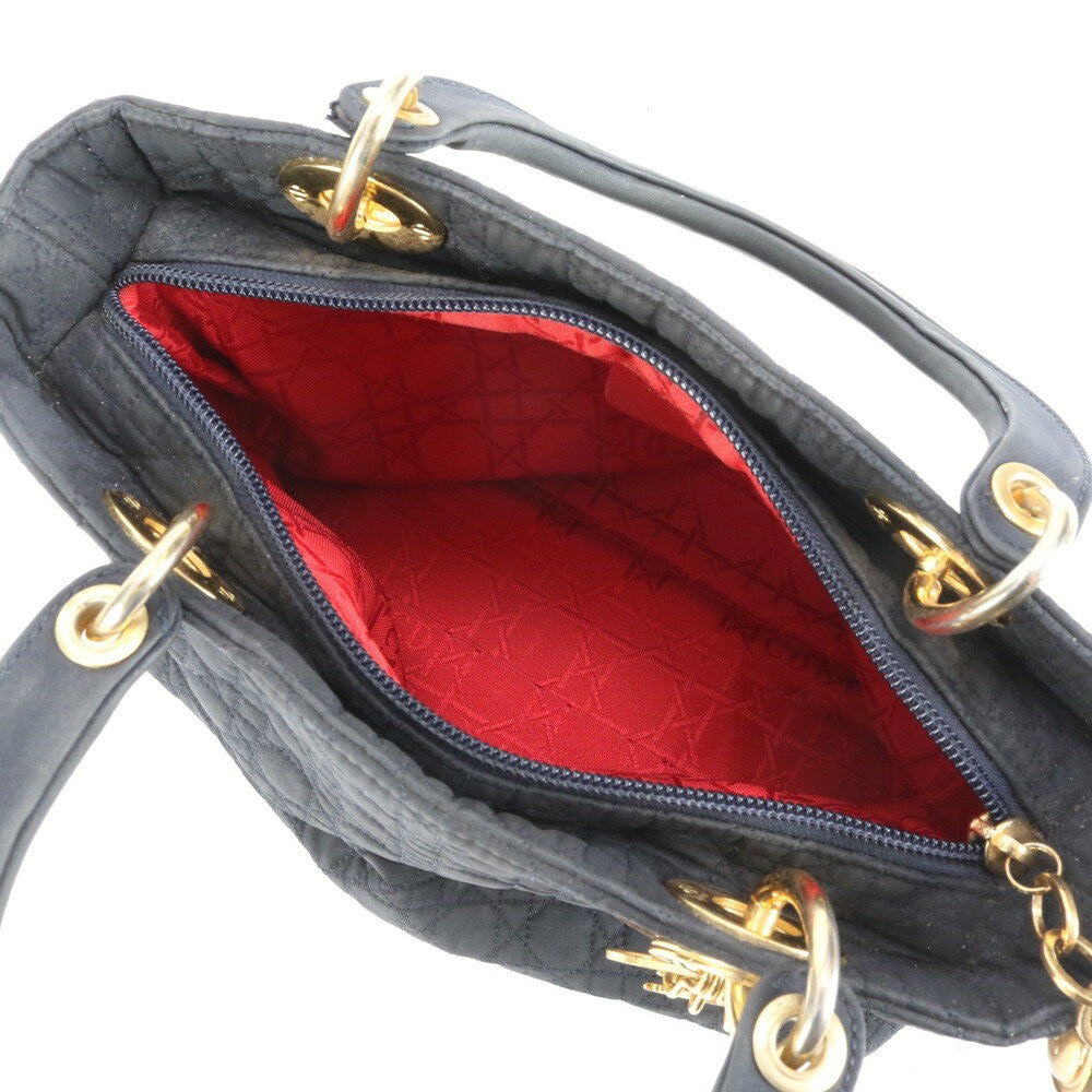 Christian Dior Hand Bag Tote Purse Cannage Black Authentic