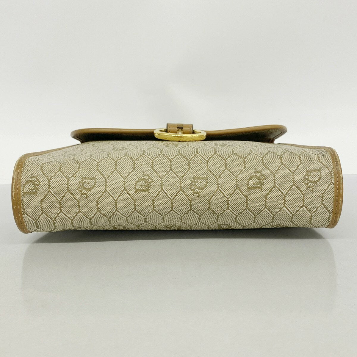 Christian Dior Shoulder Bag Purse Honeycomb PVC Beige Brown Authentic