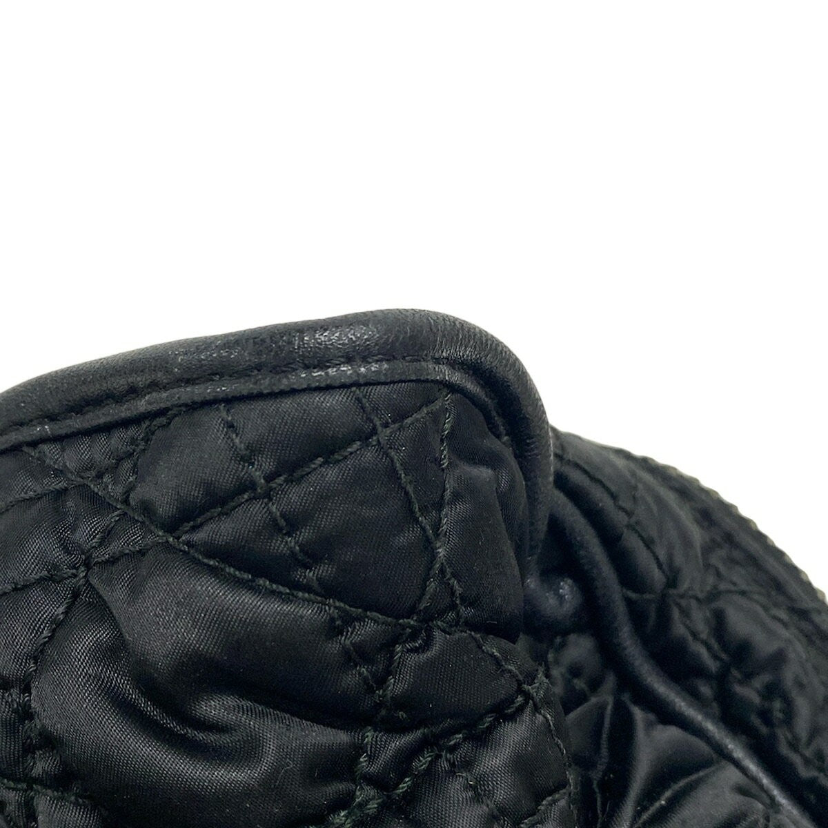 Christian Dior Hand Bag Tote Purse Cannage Nylon Leather Black Authentic