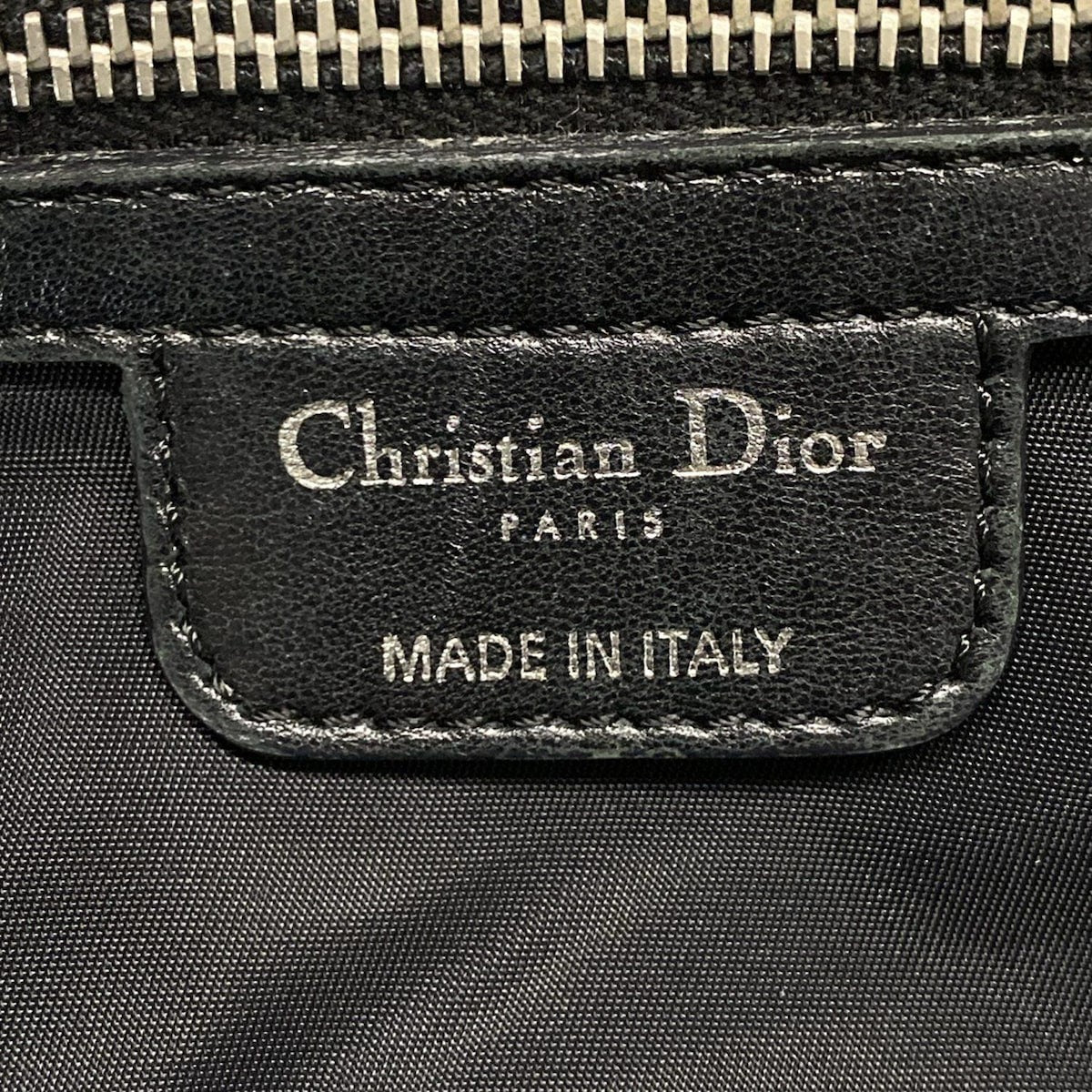 Christian Dior Hand Bag Tote Purse Cannage Nylon Leather Black Authentic