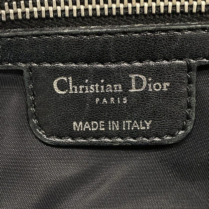 Christian Dior Hand Bag Tote Purse Cannage Nylon Leather Black Authentic