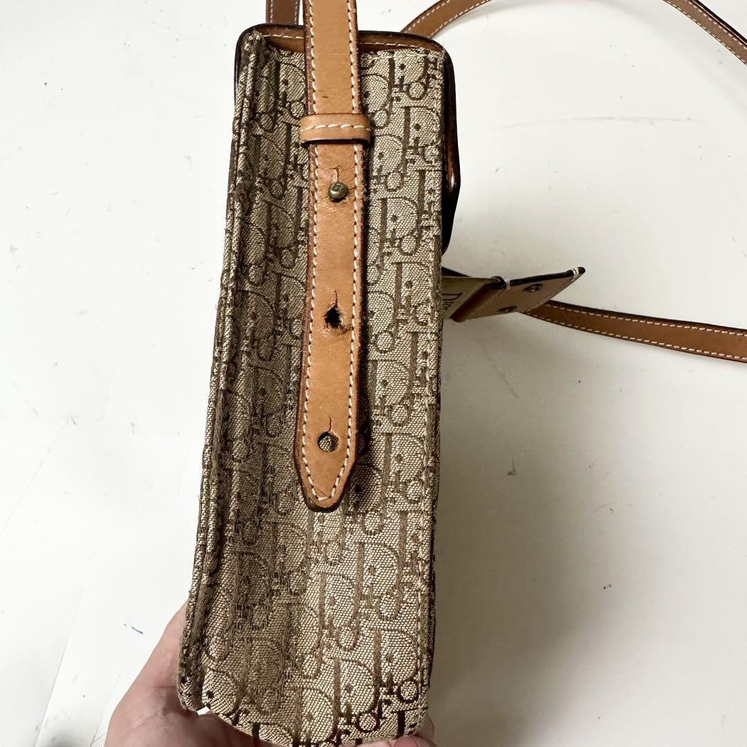 Christian Dior Shoulder Bag Purse Trotter Brown Authentic