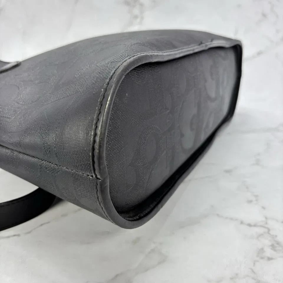 Christian Dior Hand Bag Tote Purse Trotter PVC Leather Black Authentic
