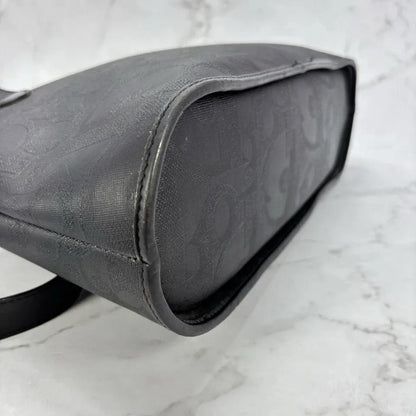 Christian Dior Hand Bag Tote Purse Trotter PVC Leather Black Authentic