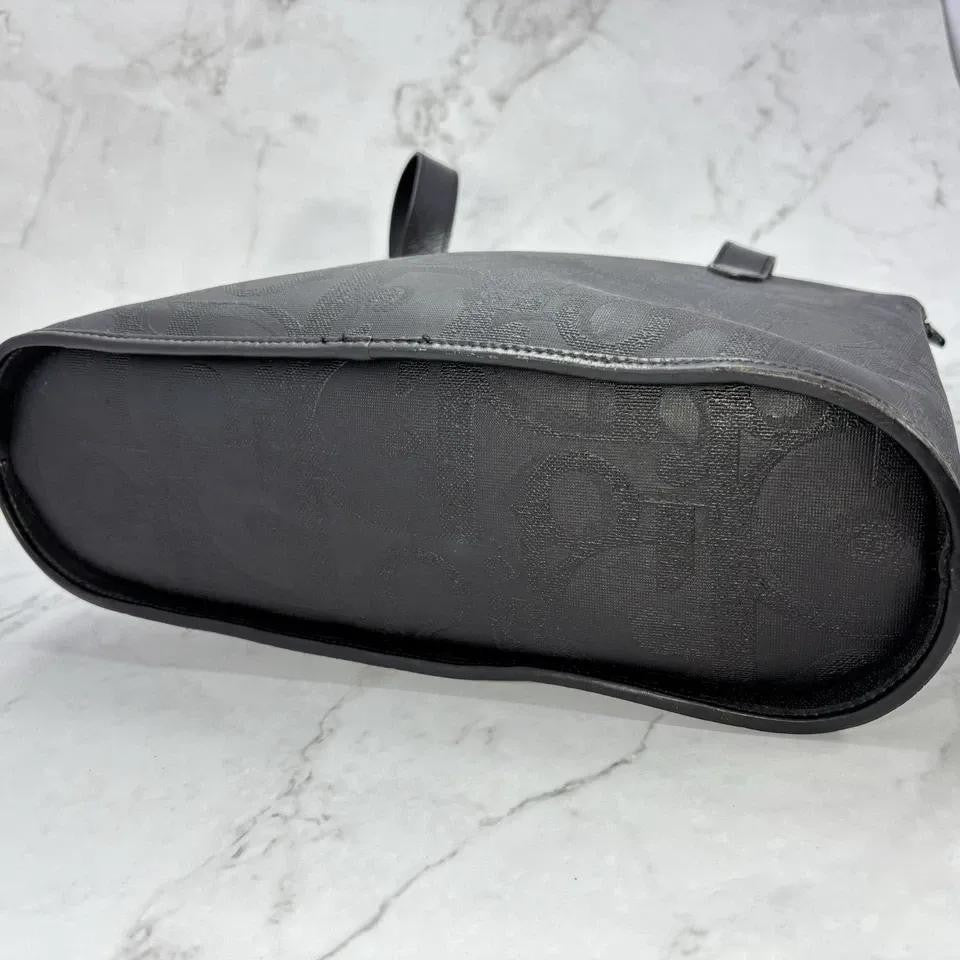 Christian Dior Hand Bag Tote Purse Trotter PVC Leather Black Authentic