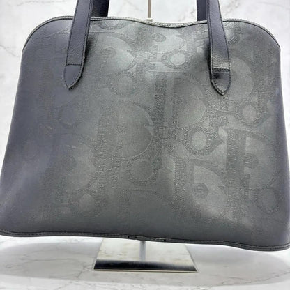 Christian Dior Hand Bag Tote Purse Trotter PVC Leather Black Authentic