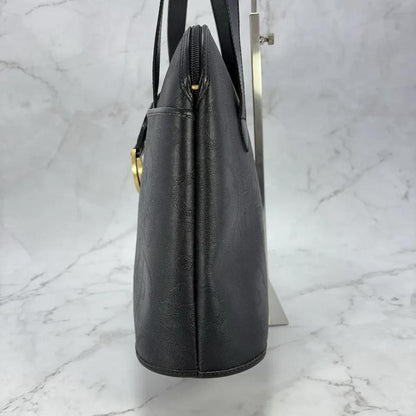 Christian Dior Hand Bag Tote Purse Trotter PVC Leather Black Authentic