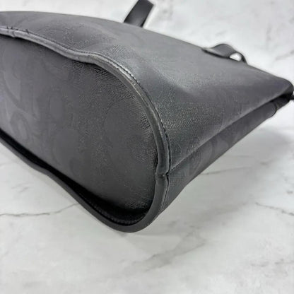 Christian Dior Hand Bag Tote Purse Trotter PVC Leather Black Authentic