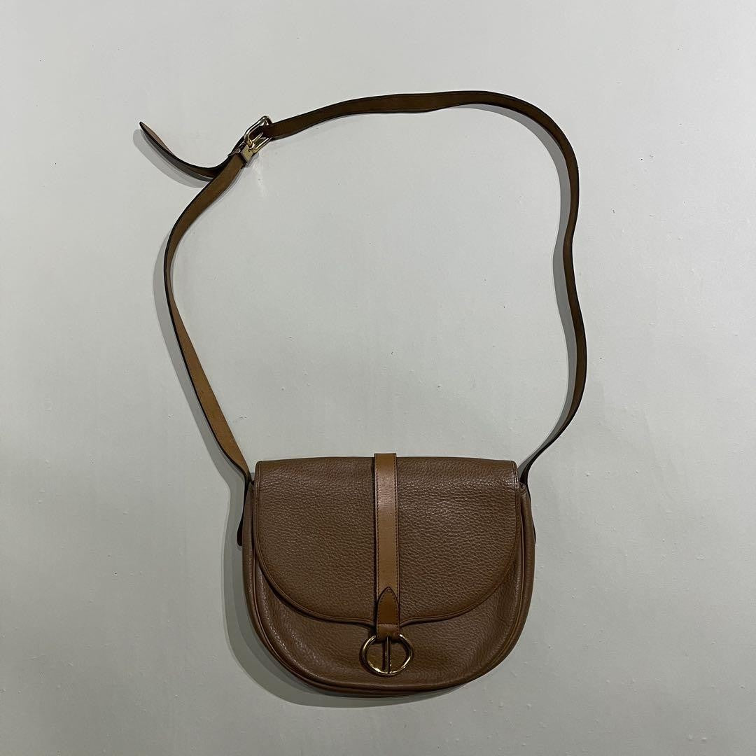 Christian Dior Shoulder Bag Purse CD Leather Camel Authentic