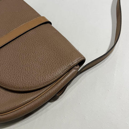 Christian Dior Shoulder Bag Purse CD Leather Camel Authentic