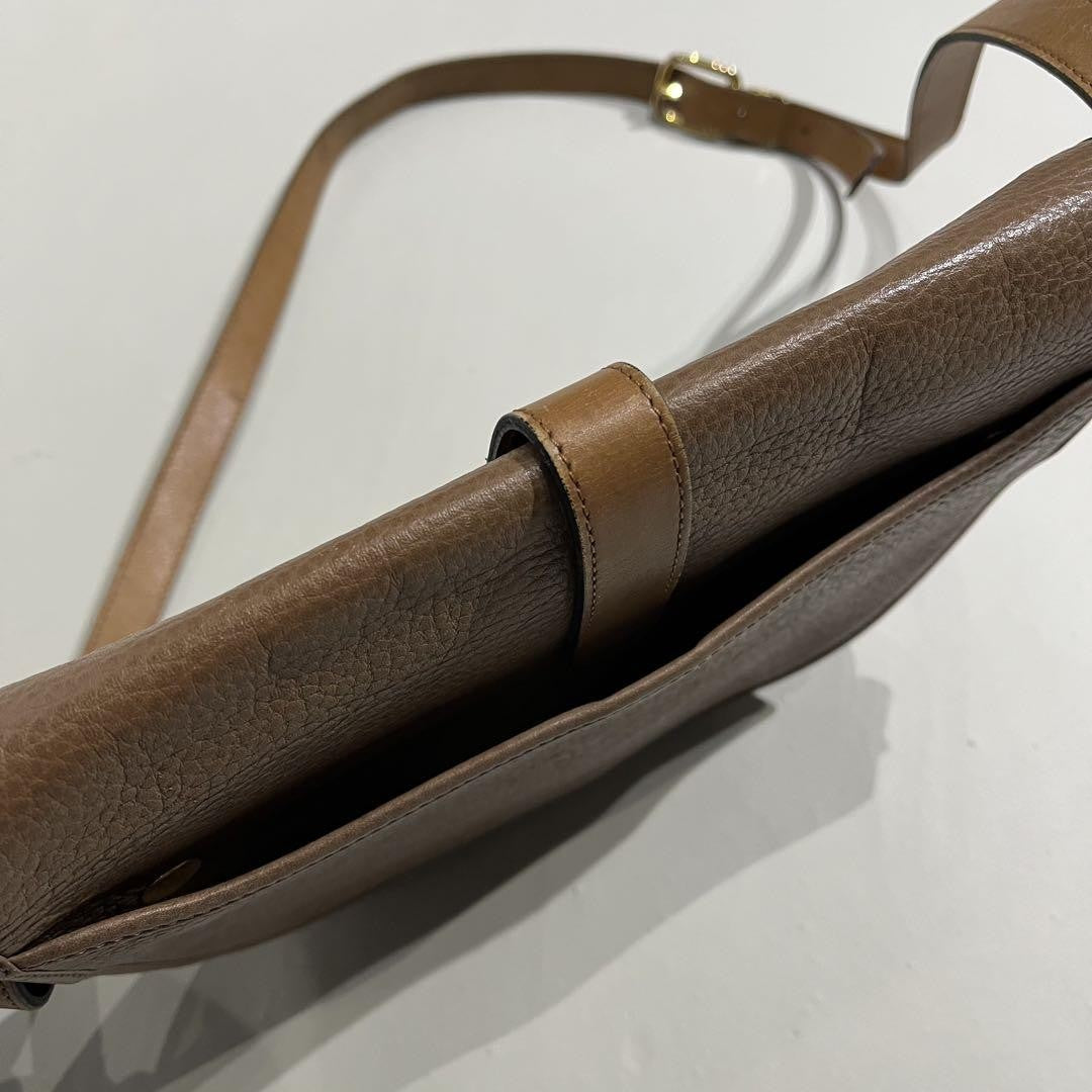 Christian Dior Shoulder Bag Purse CD Leather Camel Authentic