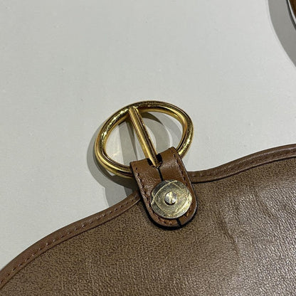 Christian Dior Shoulder Bag Purse CD Leather Camel Authentic