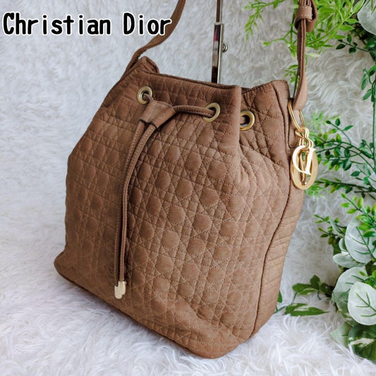 Christian Dior Shoulder Bag Purse Cannage Camel Authentic