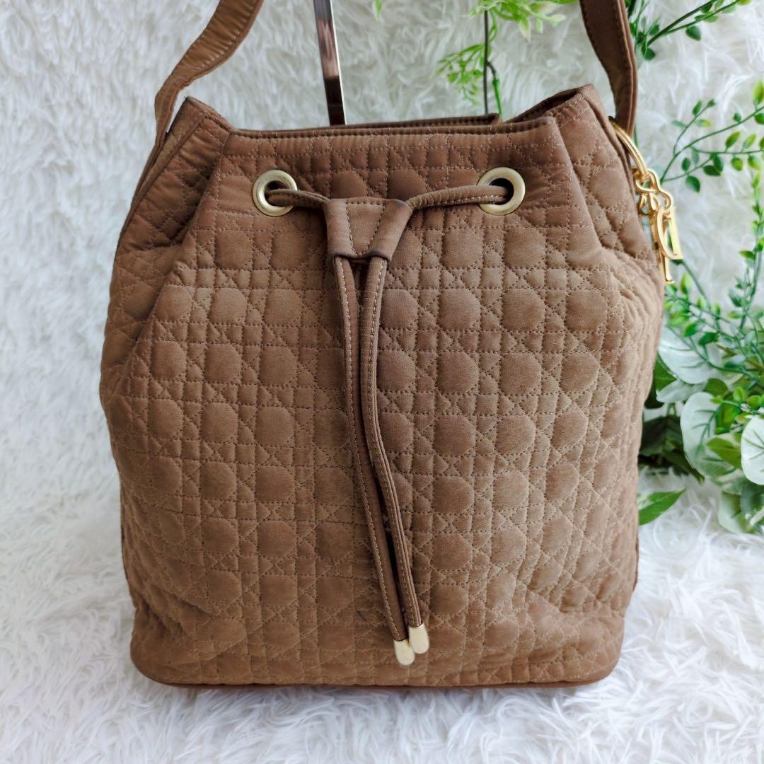 Christian Dior Shoulder Bag Purse Cannage Camel Authentic