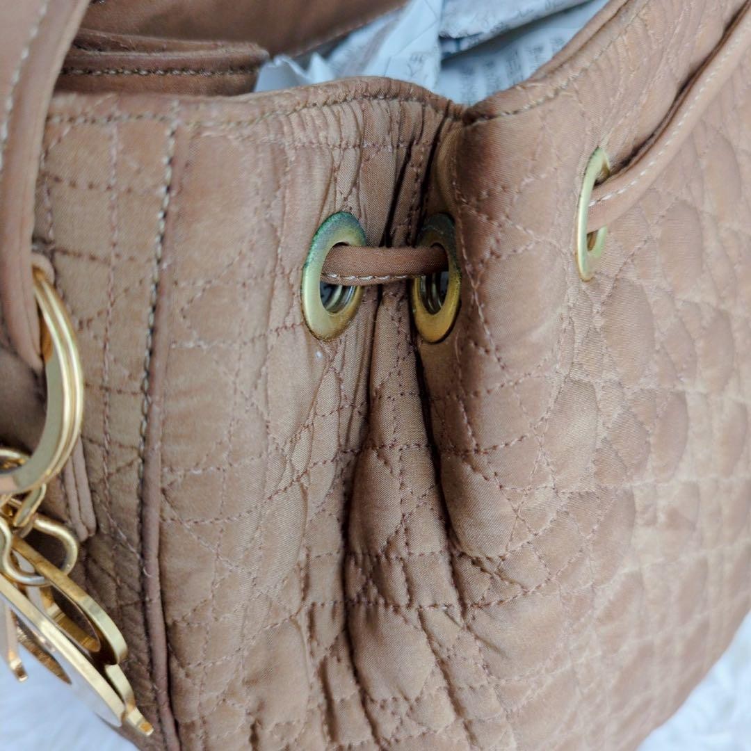 Christian Dior Shoulder Bag Purse Cannage Camel Authentic