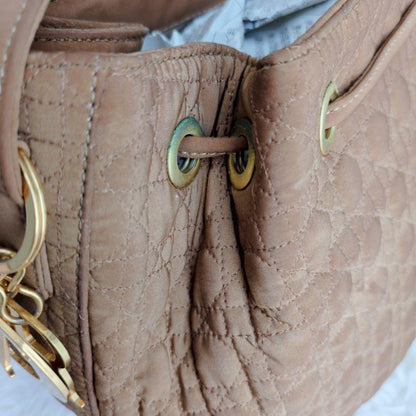Christian Dior Shoulder Bag Purse Cannage Camel Authentic