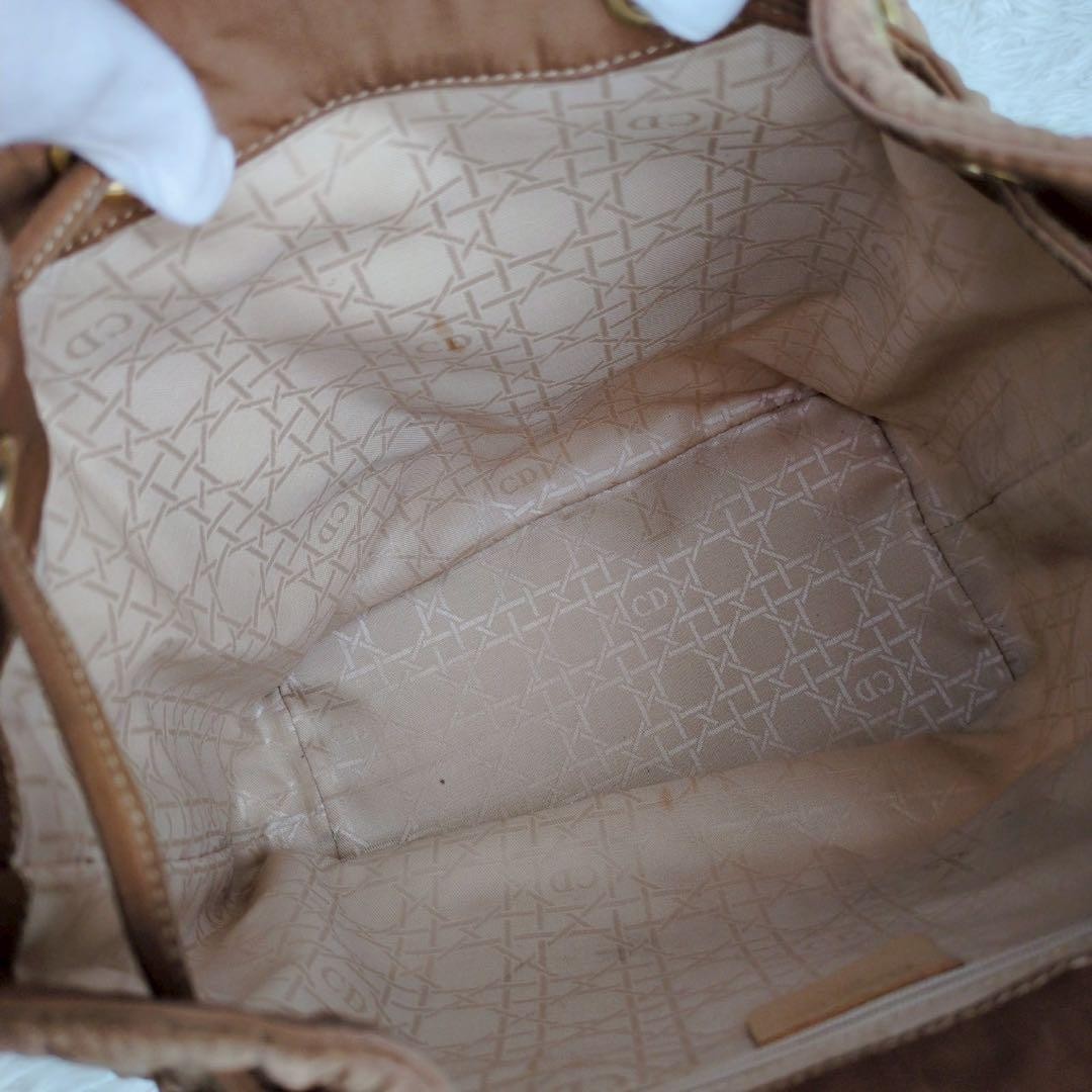 Christian Dior Shoulder Bag Purse Cannage Camel Authentic