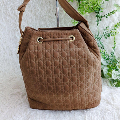 Christian Dior Shoulder Bag Purse Cannage Camel Authentic