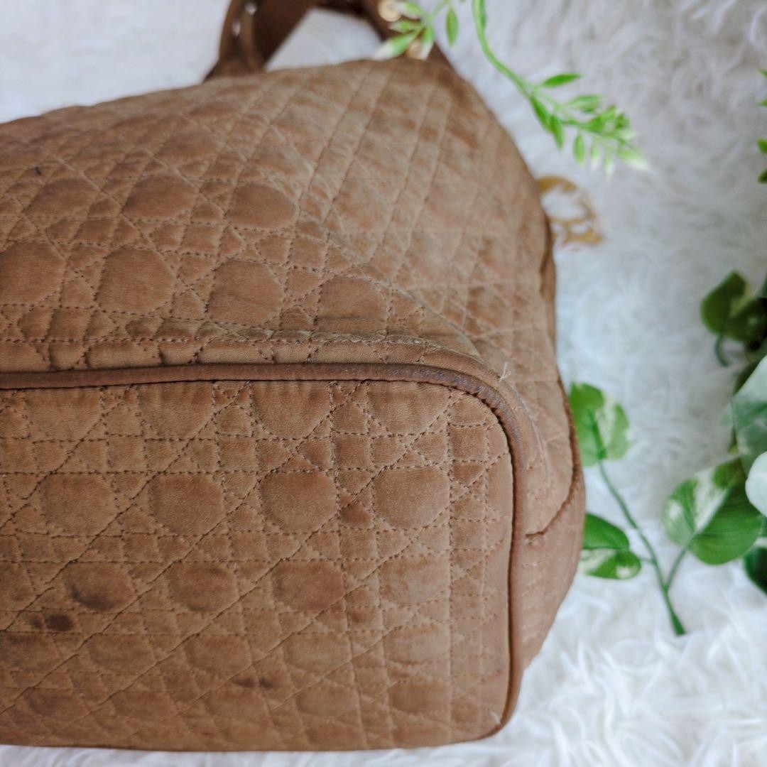 Christian Dior Shoulder Bag Purse Cannage Camel Authentic