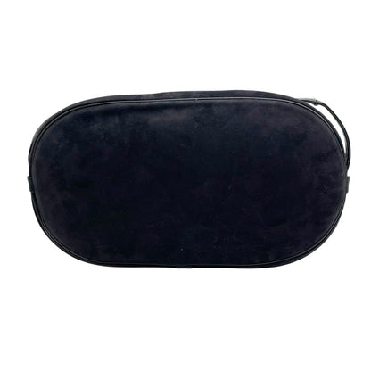 Christian Dior Shoulder Bag Purse Logo Suede Leather Navy Authentic