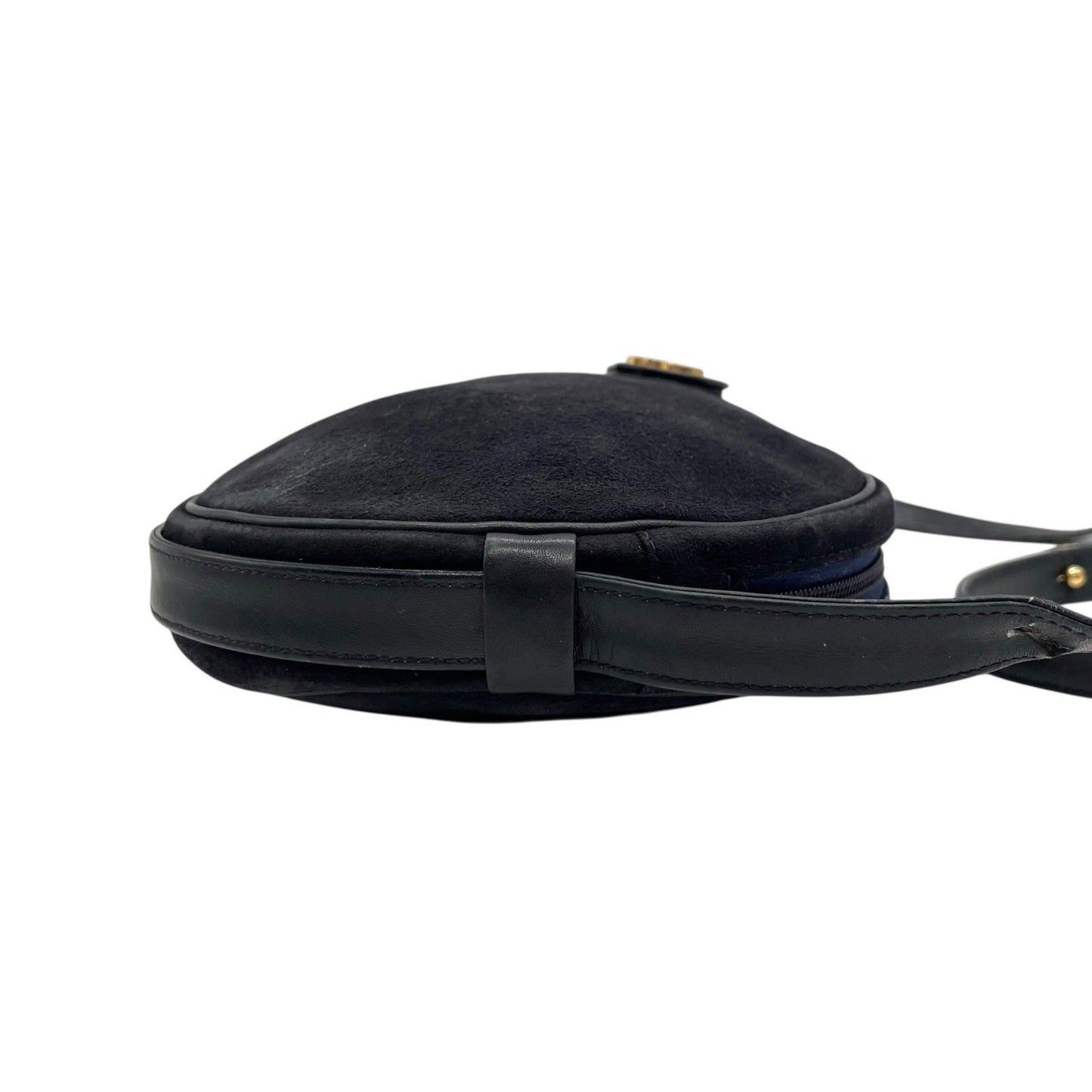 Christian Dior Shoulder Bag Purse Logo Suede Leather Navy Authentic