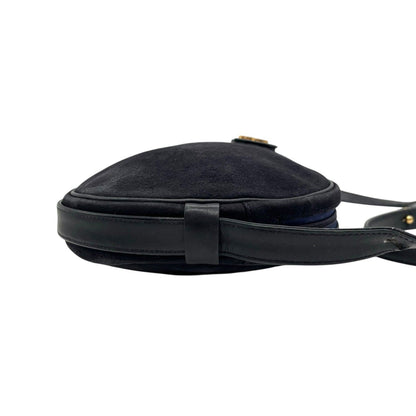 Christian Dior Shoulder Bag Purse Logo Suede Leather Navy Authentic