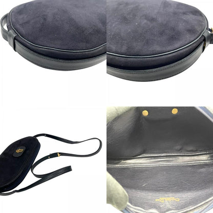Christian Dior Shoulder Bag Purse Logo Suede Leather Navy Authentic