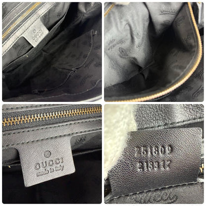 GUCCI Shoulder Bag Purse Double G Logo Suede Black Authentic