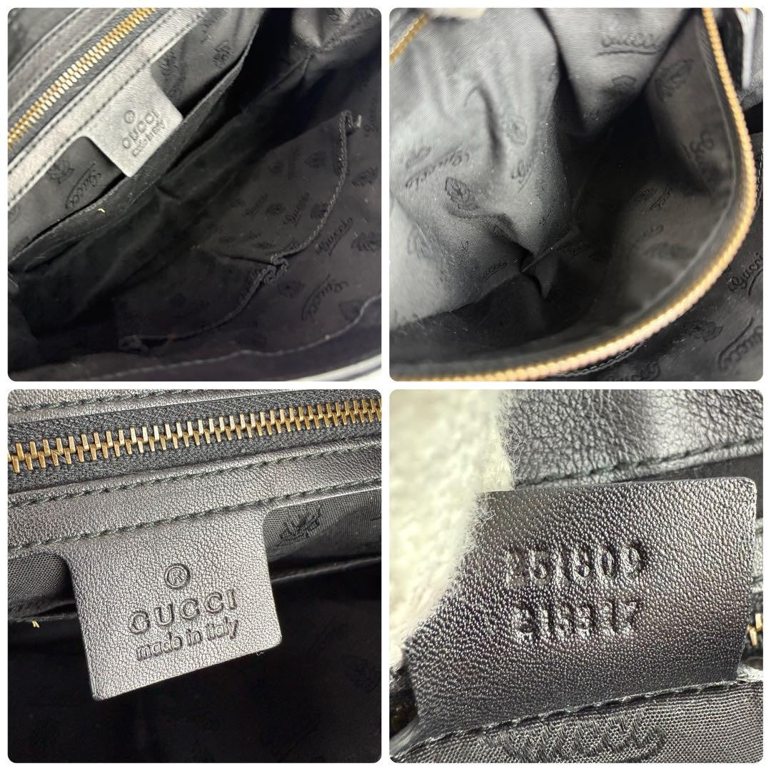 GUCCI Shoulder Bag Purse Double G Logo Suede Black Authentic